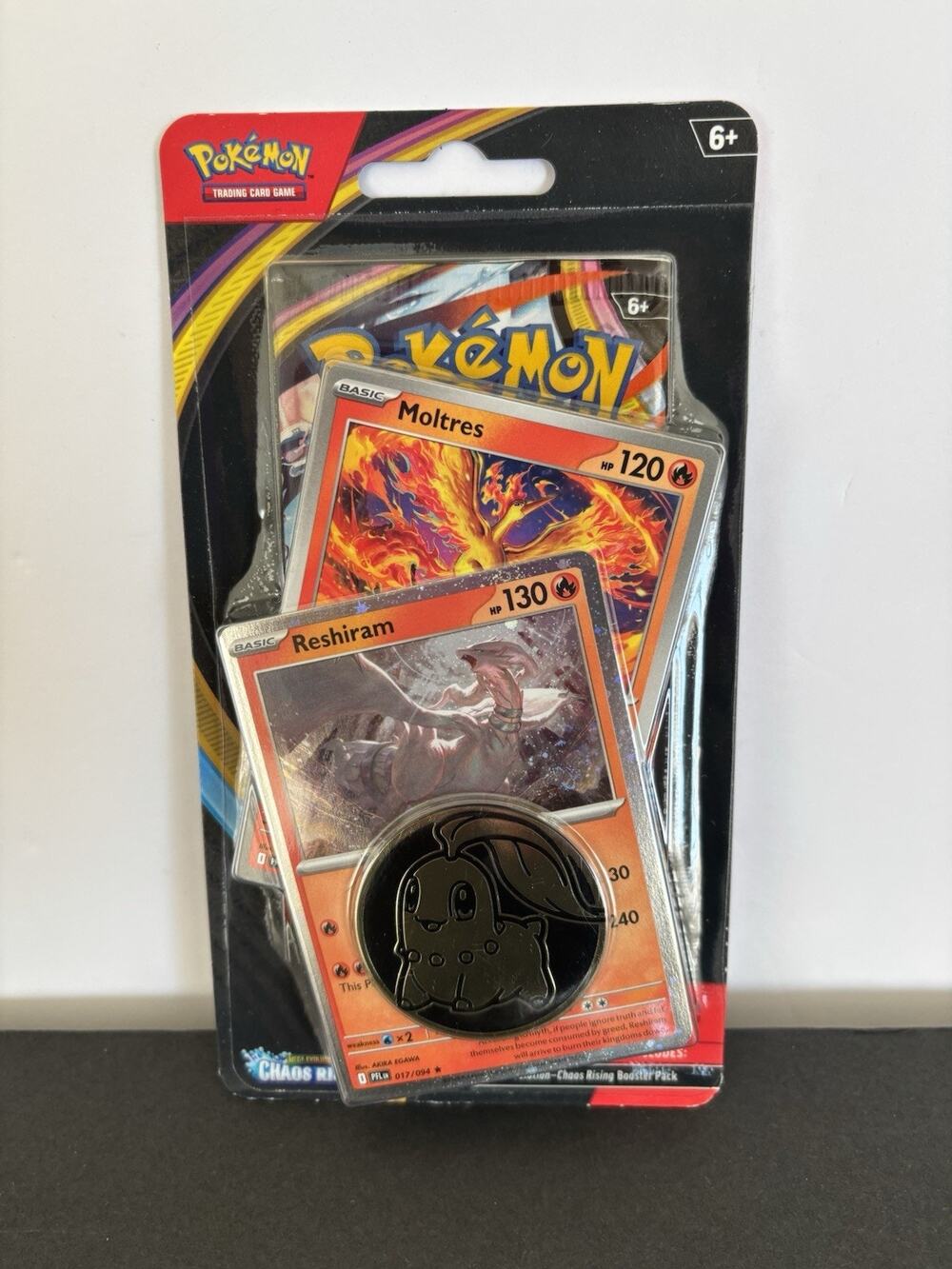 Pokemon Chaos Rising Single Pack Blister Reshiram Moltres Coin Promo Sealed Pack